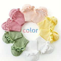 5 Pairs Girls Mesh Breathable Short Crew Socks for Kids Children Summer