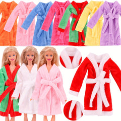 Plush Pajamas & Bow Bathrobe Set for 11.5" Girl Dolls