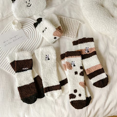 Fuzzy Panda Pattern Socks Women's Stockings