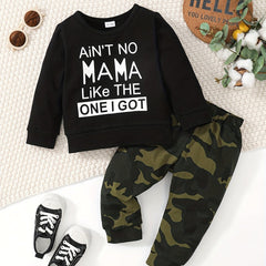 Toddler Boy's 2pcs Sweatshirt & Pants Set MAMA Print