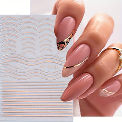 Marble Line Silver Moon Flame Nail Sticker