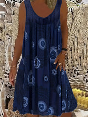 Ethnic Print Dress Casual Summer Sleeveless Dress