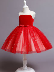 Girls Sequin Mesh Sleeveless Princess Dress For Kids Children