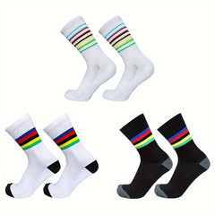 Striped Cycling Socks Men Women Outdoor Sports Running Socks