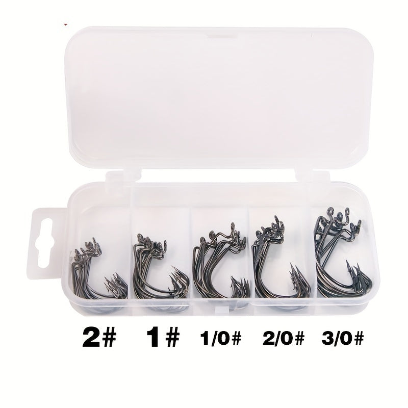 50pcs Crank Shank Hook Soft Lure Barbed Wide Gap Hook Fishing Accessories