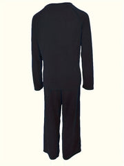 Ribbed Knit Lounge Set Solid Long Sleeve Top & Pants
