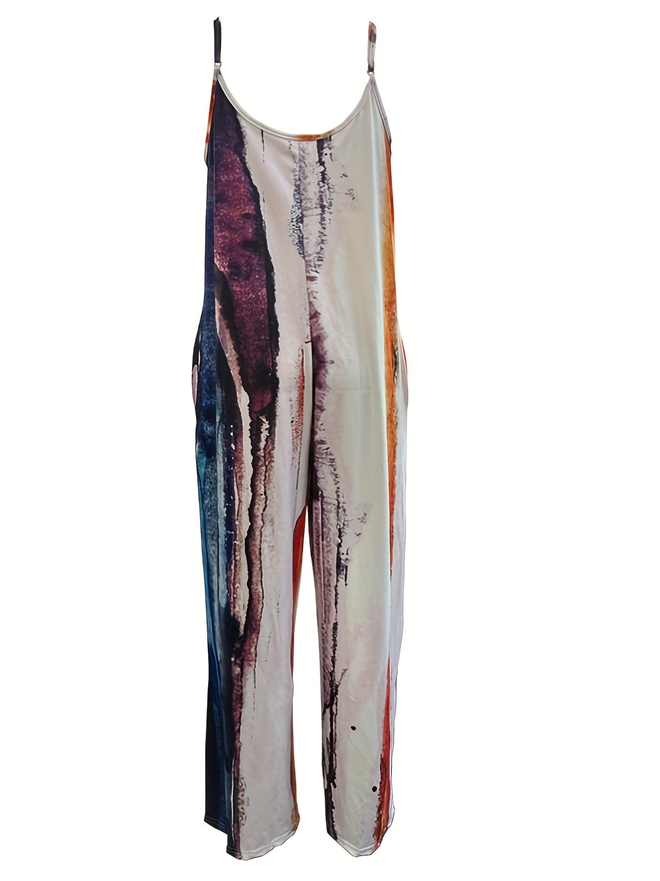 Marble Print Wide Leg Cami Jumpsuit Sleeveless Casual Jumpsuit