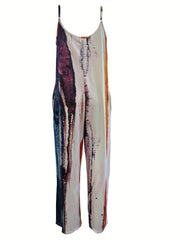 Marble Print Wide Leg Cami Jumpsuit Sleeveless Casual Jumpsuit