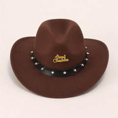 Vintage Western Cowboy Woolen Hat British Belt Jazz Top Hat