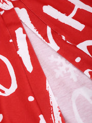 Casual Cardigan Women's Plus Letter & Snowflake Print Cardigan