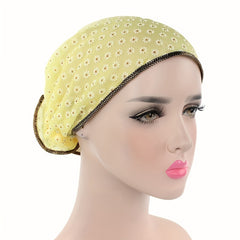 Lace Turban Cap Flower Beanies Elastic Chemo Cap Hat