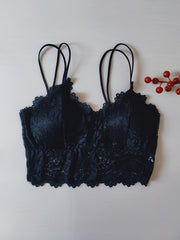 Floral Lace Wireless Bra with Scallop Trim Straps