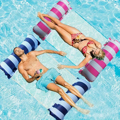 2pcs Pool Floating Bed Inflatable Lounger Foldable Striped Float