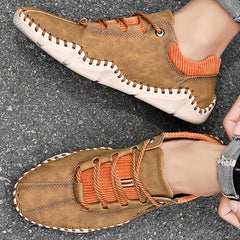 Men's Leather Lace-up Casual Walking Shoes
