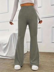 Ribbed Flare Leg Pants Spring & Fall Women's Clothing