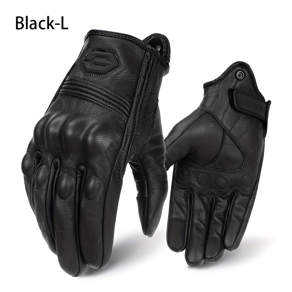 Knuckle Protection PU Leather Motorcycle Gloves