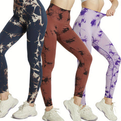3pcs Tie Dye Yoga Pants High Stretch Leggings