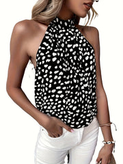 Polka Dots Halter Neck Tank Top for Summer