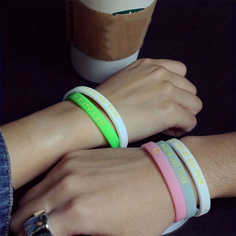 Letter Print Silicone Couple Wristband Bracelet