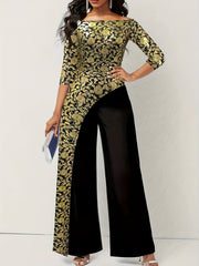 Floral Off Shoulder Jumpsuit Half Sleeve Casual Wear