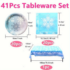 Snowflake Birthday Party Supplies Set for Winter Theme Celebration