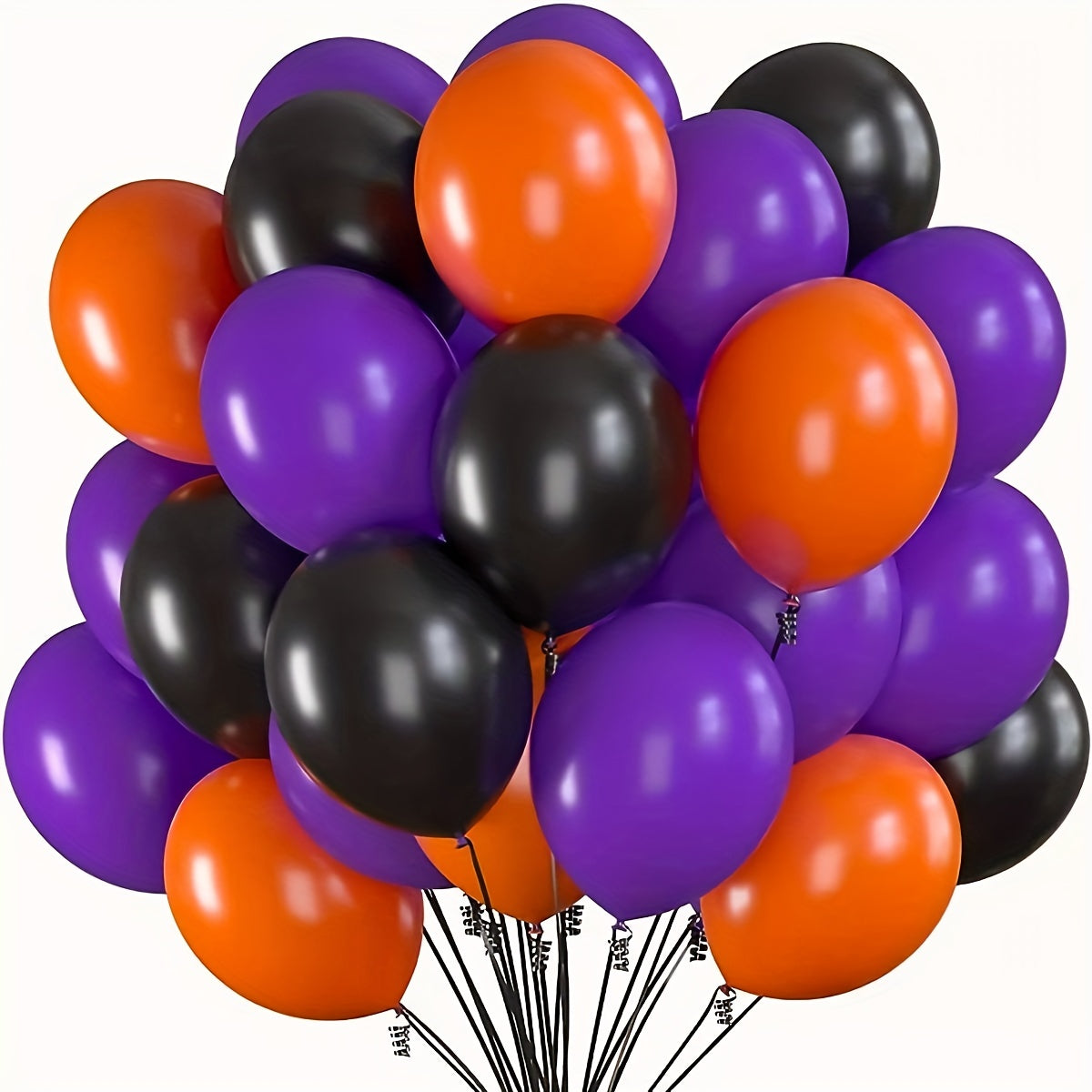 30pcs Halloween Party Balloons in Orange and Purple with Ribbon