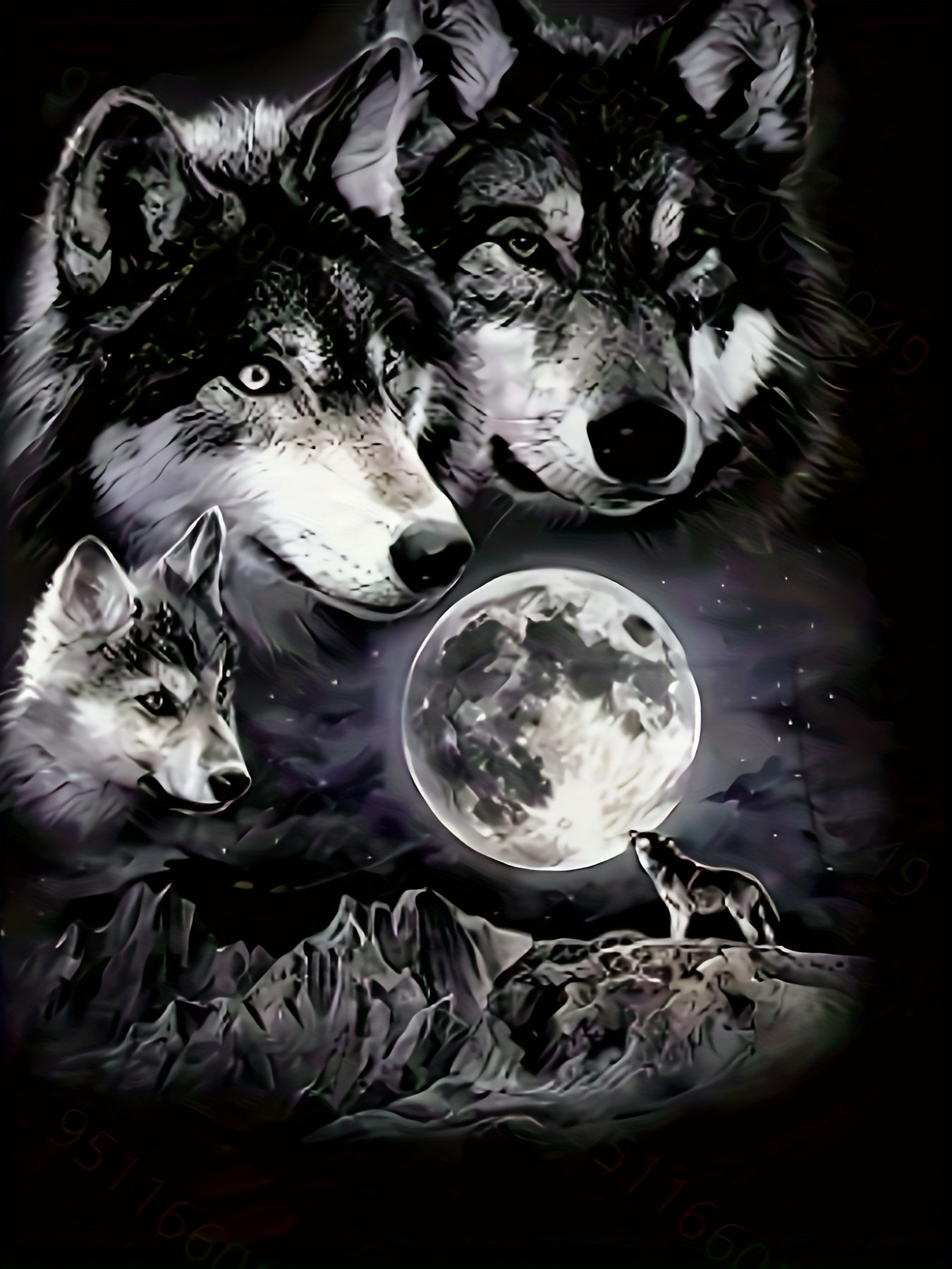 Moon & Wolves 3D Print Hoodie Kids Hip Hop Street Sports Casual Tops