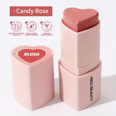 Heart Shape Blush Stick Cream Blush Beauty Pink Highly Pigmented Long Lasting