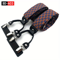 Men's Y Clip Jacquard Leather Band Elastic Jockstrap