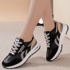 Women's Colorblock Soft Sole Sneakers Low Round Toe Non slip Flatform Shoes