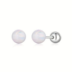 925 Silver Ball Stud Earrings for Kids Safe Round Zirconia Decor