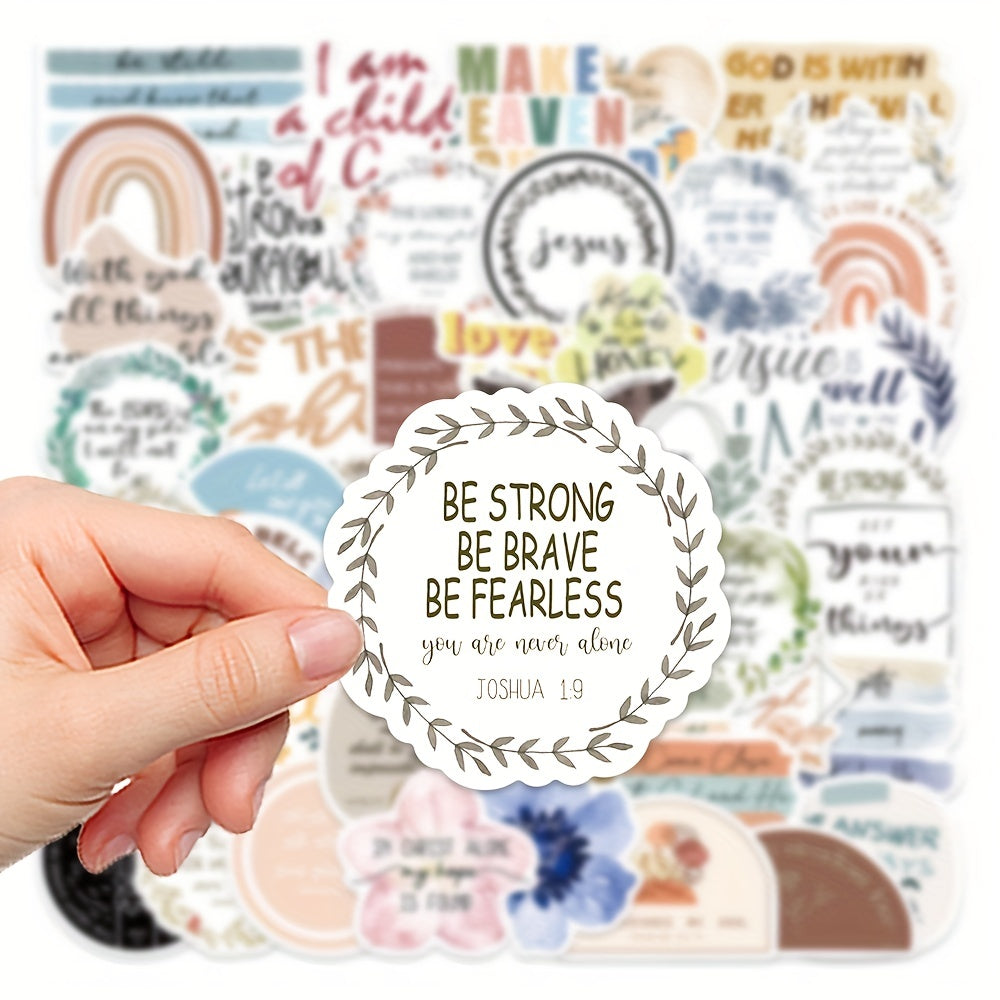50pcs Bible Quotes Stickers Waterproof Stickers for Phone Case Laptop