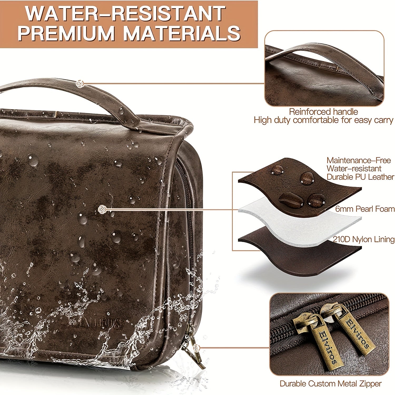 Large Capacity Toiletry Bag Coffee Color