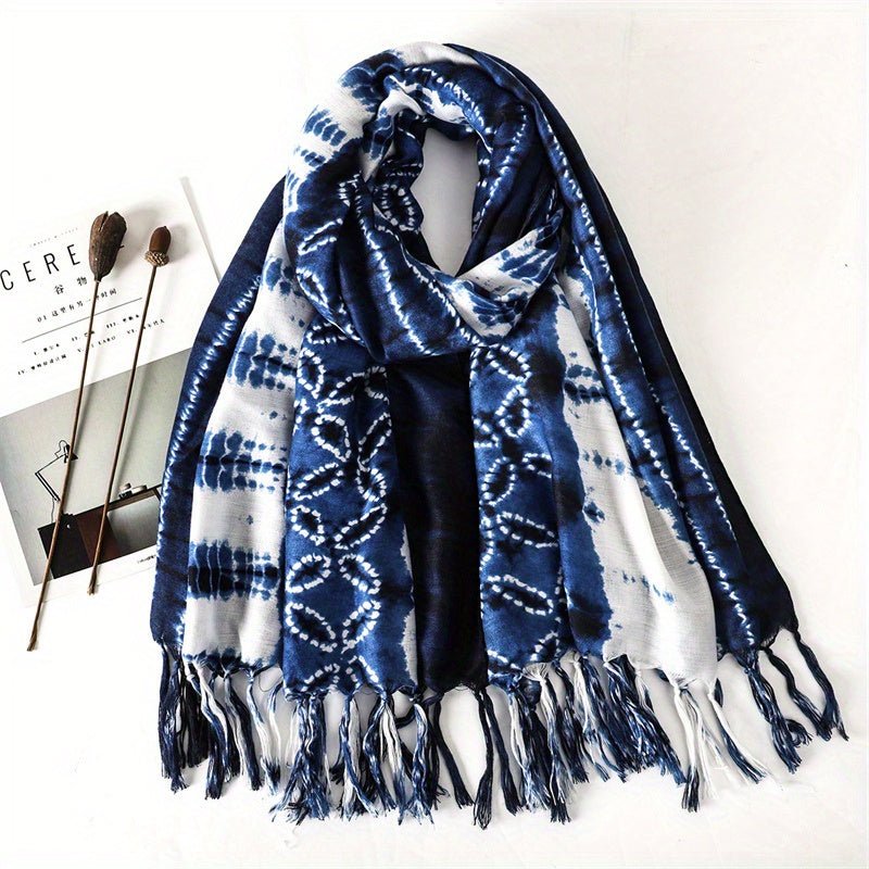 Men's Dark Printed Casual Scarf With Beard
