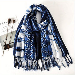 Men's Dark Printed Casual Scarf With Beard