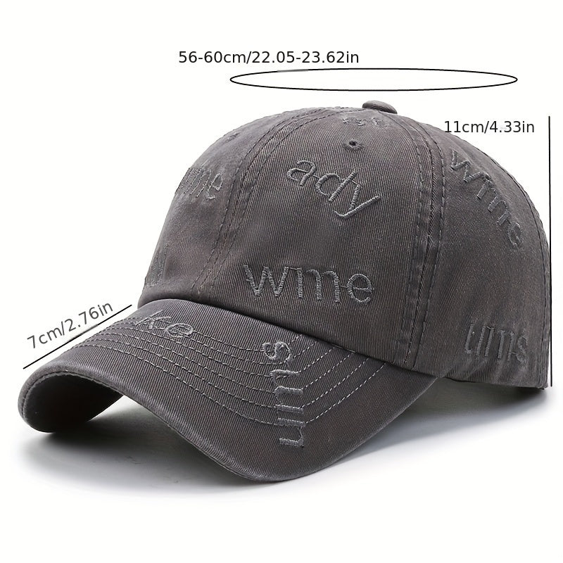 Vintage Water washed Baseball Cap Embroidered Letter Cap