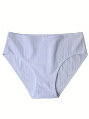 5pcs Solid Briefs Stretchy Intimates Panties Women's Lingerie