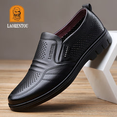 LAORENTOU Men's Leather Oxford Shoes Lightweight Slip On Dress Shoes