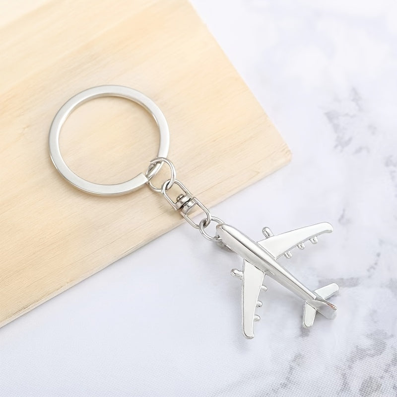 Stainless Steel Aircraft Model Keychain Keyring Bag Pendant Ornament