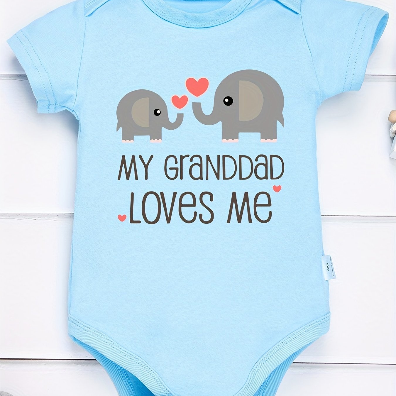 Baby Boys Romper My Granddad Loves Me & Elephants Print
