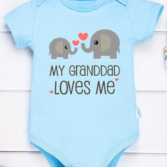 Baby Boys Romper My Granddad Loves Me & Elephants Print