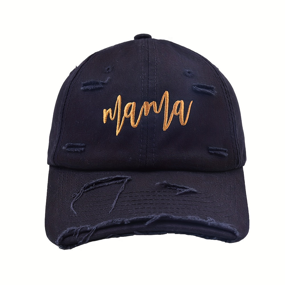 Mama Embroidery Ripped Baseball Cap Dad Hats Lightweight Sun Hat