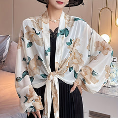 Lightweight Printing Chiffon Shawl Breathable Sunshade Cardigan