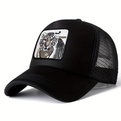 Tiger Embroidery Pattern Mesh Hat Sunshade Baseball Cap