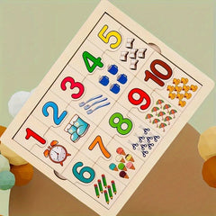 Wooden Number Matching Puzzle Game for Early Math Skills