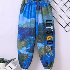 Boys Camo Letter Print Active Sweatpants Jogger Pants