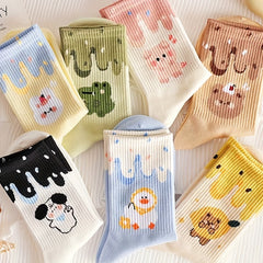 7 Pairs Cartoon Print Socks for Women