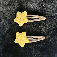 2pcs Fun Cookie Clip Side Clip Non slip Bangs Clip Creative Hair Accessories