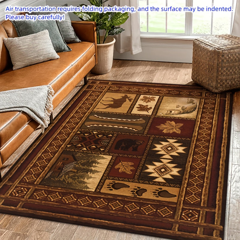 Vintage Rustic Area Rugs Soft Carpet Non-slip for Living Room