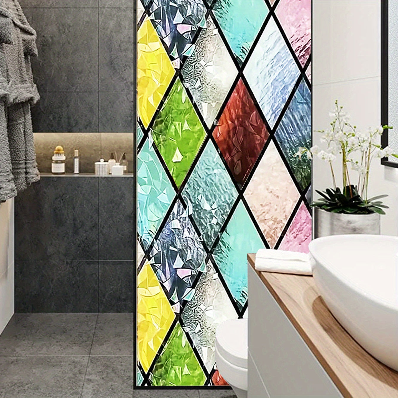 Colored Rhombus Crescent Glass Window Film